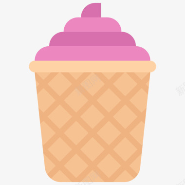 华夫饼杯冰淇淋26扁平图标图标