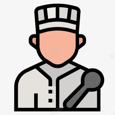 厨师工作和职业3线性颜色图标图标