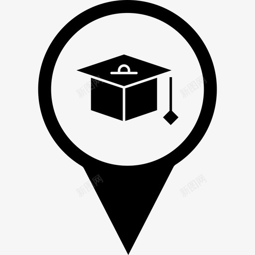 学校教育地图图标svg_新图网 https://ixintu.com v32 图钉 地图 学习 学校 教育