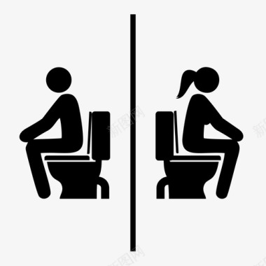 男女卫生间抽水马桶卫生间图标图标