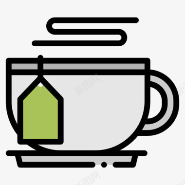 茶杯饮料34线性颜色图标图标