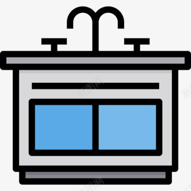 水槽厨房70线性颜色图标图标