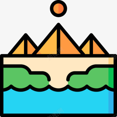 尼罗河埃及39线性颜色图标图标