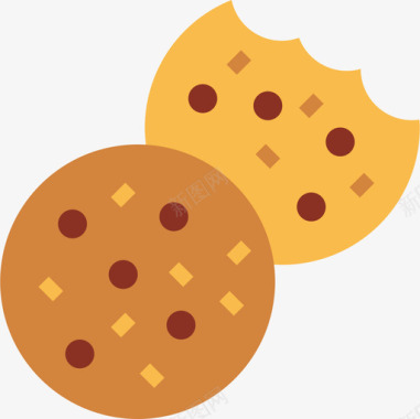 曲奇饼干面包房90扁平图标图标