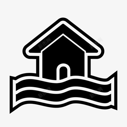 洪水符号灾害警告图标svg_新图网 https://ixintu.com 天气 洪水符号 灾害 警告