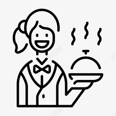女服务员食物餐厅图标图标
