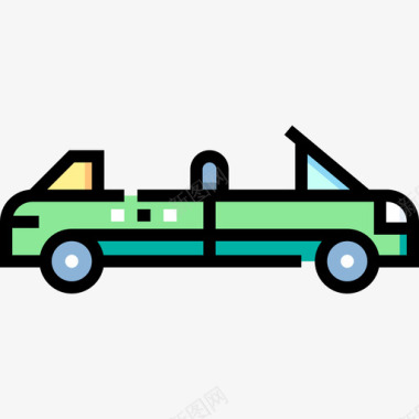 敞篷车运输159线性颜色图标图标