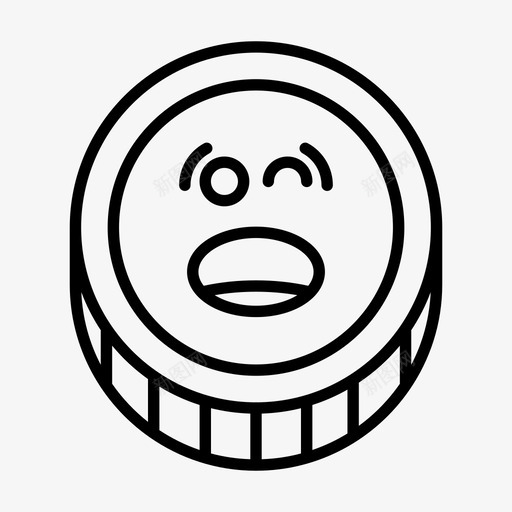 硬币眨眼表情图标svg_新图网 https://ixintu.com 令牌 眨眼 硬币 表情