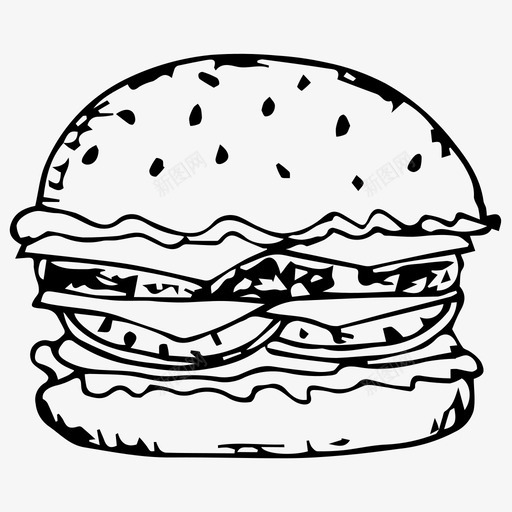 汉堡快餐手绘图标svg_新图网 https://ixintu.com 快餐 手绘 汉堡