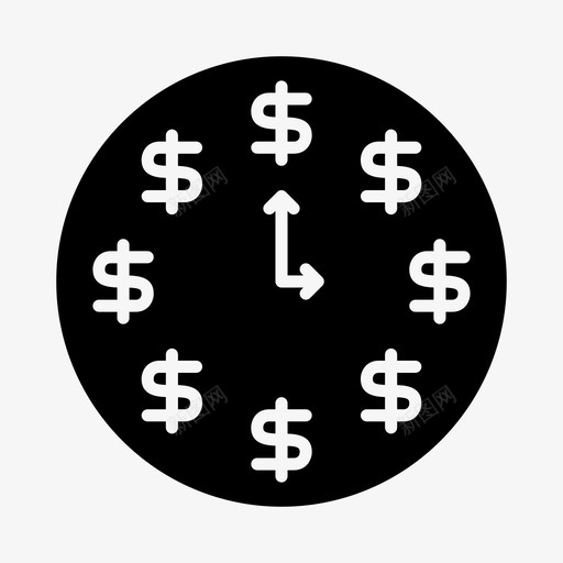 时间硬币美元图标svg_新图网 https://ixintu.com 商业和金融 时间 硬币 美元 货币 金融