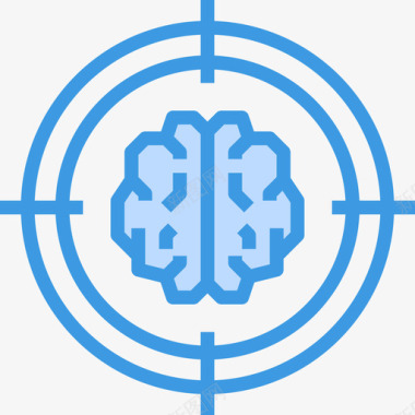 目标大脑概念5蓝色图标图标