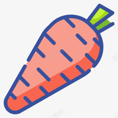 胡萝卜水果和蔬菜48线形颜色图标图标