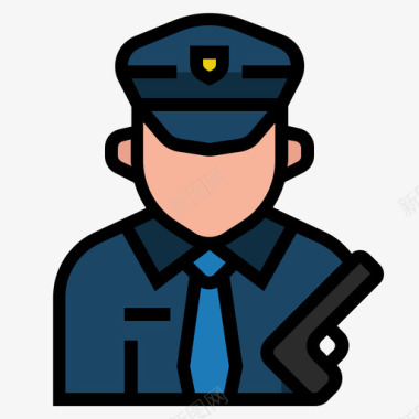 警察工作和职业3线性颜色图标图标