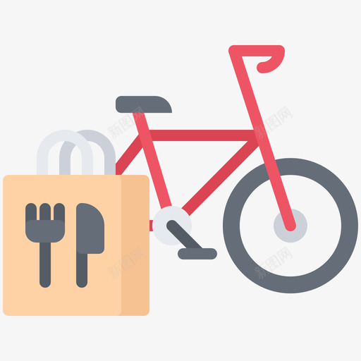 自行车送食物50平的图标svg_新图网 https://ixintu.com 平的 自行车 食物