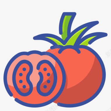 番茄水果和蔬菜48线形颜色图标图标