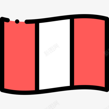 秘鲁国旗线形颜色图标图标