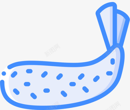 天妇罗东方食品蓝色图标图标