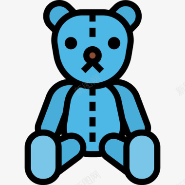 泰迪熊游乐园32线性颜色图标图标