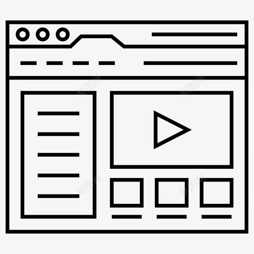 视频流媒体播放器视频编辑图标svg_新图网 https://ixintu.com siteflow ui web 向量 套件 媒体播放器 布局 播放器 线框 编辑 视频
