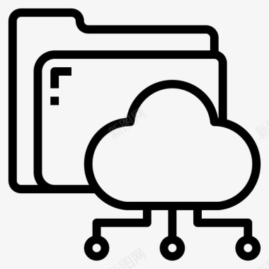 云存储文件夹和文档5线性图标图标