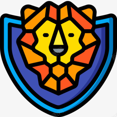 狮子狩猎9线形颜色图标图标