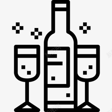 葡萄酒复活节57线性图标图标