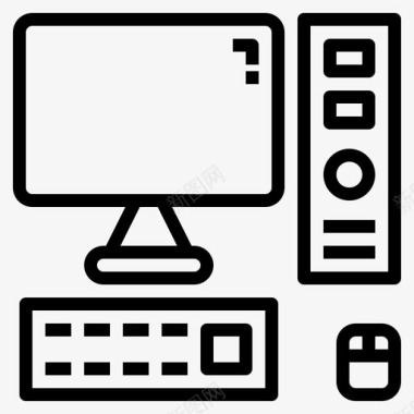 计算机办公文具19线性图标图标