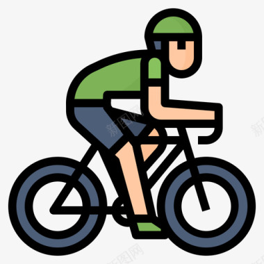 自行车手全球变暖15线性颜色图标图标