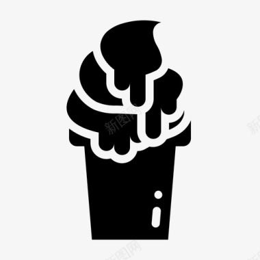 冰淇淋筒在杯冷冰淇淋图标图标