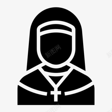 修女工作和职业扎实图标图标