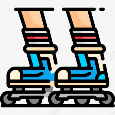 溜冰鞋运动165线性颜色图标图标