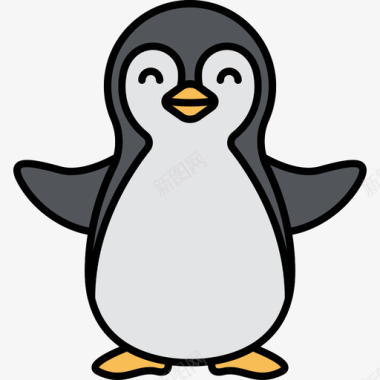 企鹅动物27线性颜色图标图标