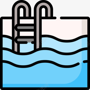 游泳池13号游泳池线性颜色图标图标