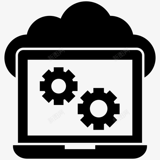 云设置云计算云数据图标svg_新图网 https://ixintu.com 云计算 向量 图标 字形 托管 数据 服务 设置