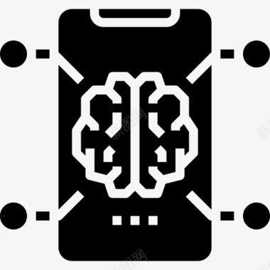 智能手机大脑概念2填充图标图标