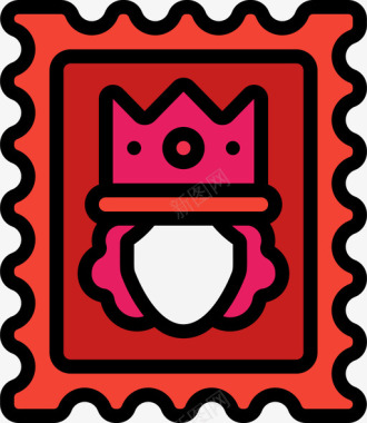 邮票君主制1线性颜色图标图标