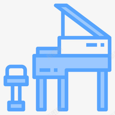 钢琴家用设备12蓝色图标图标