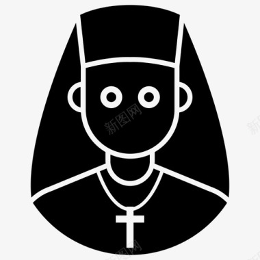 基督教母亲阿凡达修女女祭司图标图标