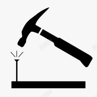 锤子和钉子木工锤子图标图标