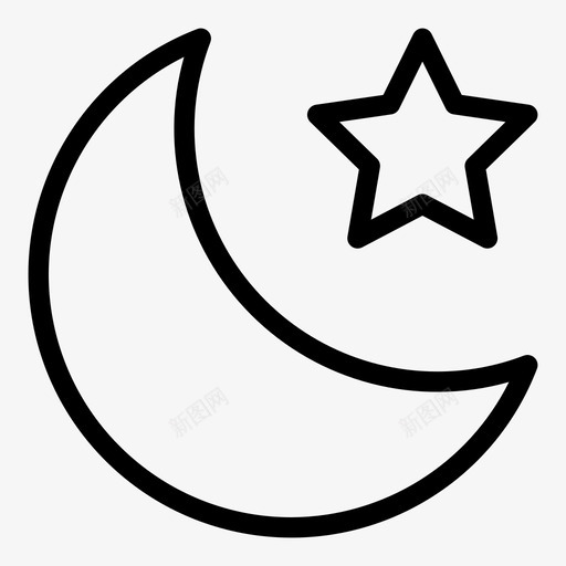 新月形天文月球图标svg_新图网 https://ixintu.com 夜晚 天文 新月形 月亮 月球 用户界面轮廓36px 睡眠