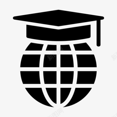 在线毕业教育全球图标图标