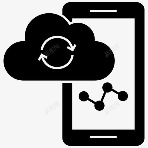 云同步业务数据云计算图标svg_新图网 https://ixintu.com 一组 业务 云计算 同步 向量 图标 字形 托管 技术 数据