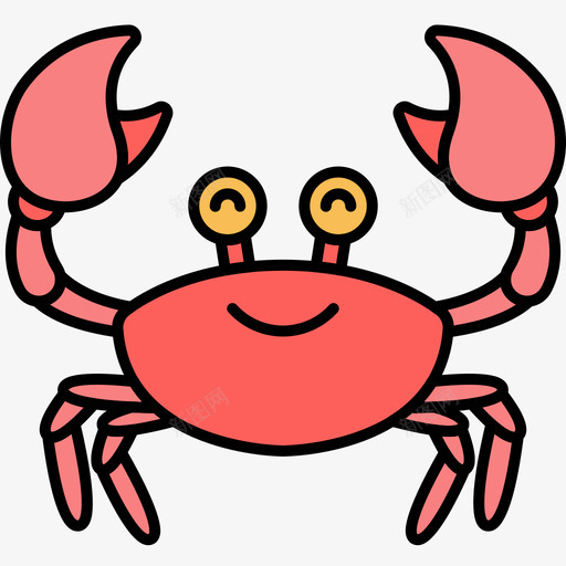 螃蟹动物27线形颜色图标svg_新图网 https://ixintu.com 动物27 线形颜色 螃蟹