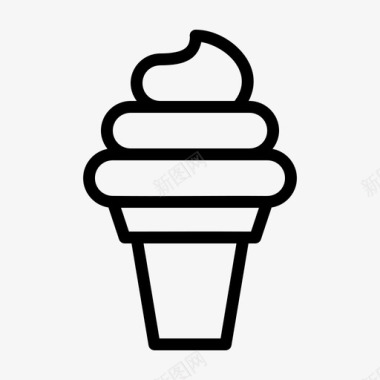 冰淇淋蛋卷食物夏季概要图标图标