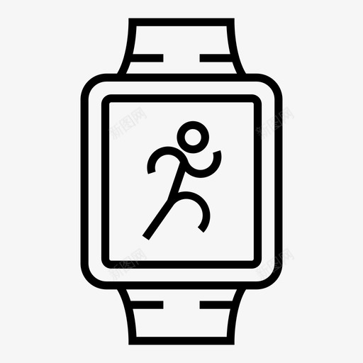 跑步跟踪器智能手表跑步健身线图标svg_新图网 https://ixintu.com 健身线 跑步 跑步跟踪器智能手表