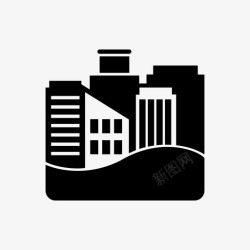 气温上升洪水建筑灾难图标高清图片