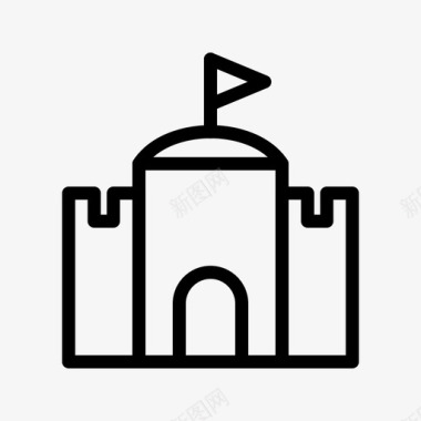 城堡城堡旗大厦图标图标