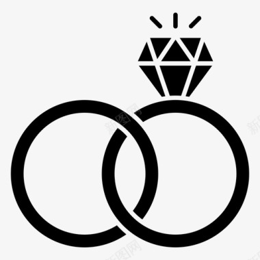 婚礼钻石爱情戒指图标图标