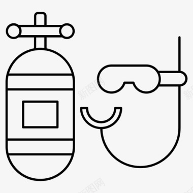 气瓶氧气罐业务概念细线组50图标图标