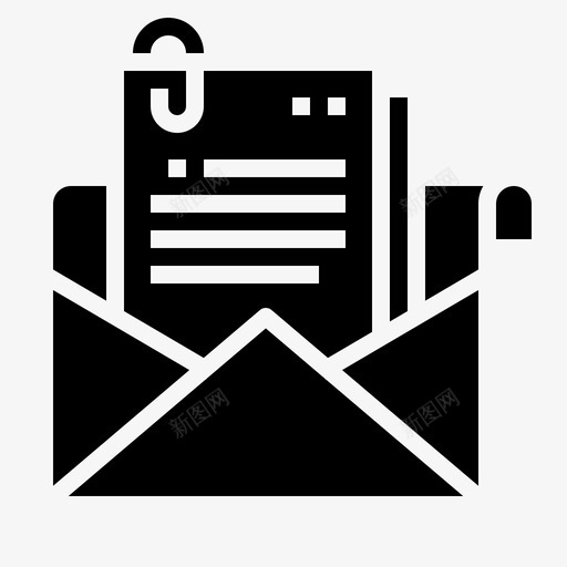 电子邮件附件通信图标svg_新图网 https://ixintu.com 收件箱 电子邮件 通信 邮件 附件 黑色